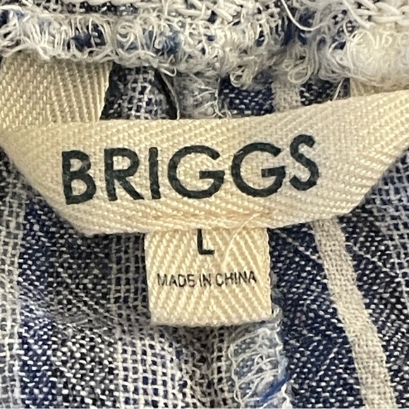 Briggs linen blend shorts elastic waistband blue and white striped size L - Picture 3 of 10